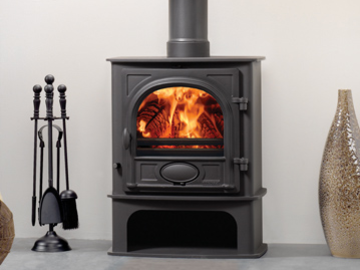 Stockton 5 Midline Multi-fuel stove - Multi-fuel stove with external riddling cleanburn airwash flat top no room vent required maximum heat output 4.9kW flue outlet top or rear choice of four colours stove size 600mm h x 481mm w x 294mm d - Prices from £959 inc