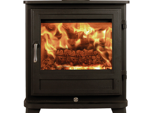 Alpine 4 Woodburner- The Alpine stove with its imaginative retro styling is quite unique. Nickel plated ornamentation and rounded lines combine to create a stove that is visually stunning. In black - Prices from £1,350.00 inc Optional colours; Atlantic, Sage, Terracotta, Ivory & Silver for an additional cost