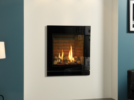 The Riva2 530 & 670 Designio2 Glass gas fires have smart, reflective black surfaces with subtle detailing and clean lines. Both premium gas fires complement a wide array of contemporary interiors with their simple, chic design and sophisticated front.  Combined with your choice of the three linings available in brick effect, vermiculite or black reeded, and teamed with your choice of fireplace surround tiles or colour scheme, this gas fire make a glamorous addition to your home.  The sleek finish of this gas fire naturally forms an elegant frame for the beautiful flames, highly realistic logs and lifelike ember effects for a fireplace with the wow-factor.  Finish: Black Glass.  Linings: Vermiculite, Brick effect and Black Reeded.  Fuel be