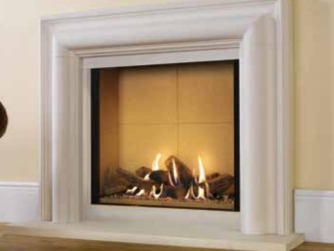 Riva2 800 gas fire - Balanced flue only - Prices from £2,849 inc shown with Stone Mantel - Victorian Corbel Colours available in antique white marble or limestone £1,335 inc